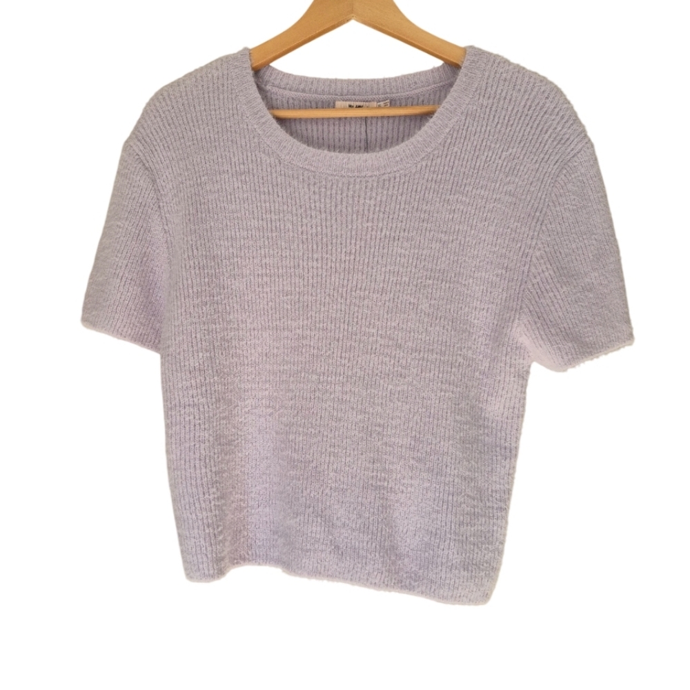 Francesca's mi ami Purple Hue Cropped Short Sleeve Sweater Size XL